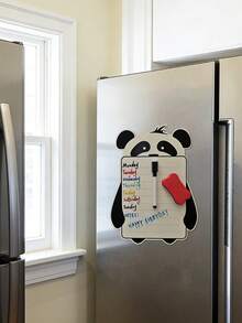 Panda Shaped Magnetic Refrigerator Calendar Set, Includes Magnetic Whiteboard Marker And Eraser Cloth, Can Be Attached To Refrigerator Surface, Convenient For Storage And Access, Monthly And Weekly Planning Writing Areas, Reusable Kitchen Planner, Includes Refrigerator Magnets And Magnetic Whiteboard Marker - Multicolor - View 4