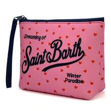 Borsa da viaggio per il trucco integrata, borsa per il trucco portatile a righe, astuccio per il trucco, borsetta, pochette per il trucco, borsa da viaggio impermeabile, organizer da viaggio con cerniera, astuccio per il trucco - 6 - Visualizzare 3