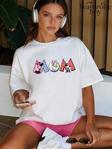 Disney 1PC Authorized Short Sleeved Printed T-Shirt, Cartoon MIQI Family Pattern Short Sleeved Family Printed T-Shirt, Perfect For Family Outings And Vacations. This Is A New 2026 Short Sleeved T-Shirt, An Ideal Choice For Mother's Day, Suitable For Both Men And Women. Made Of High-Quality Pure Cotton, Comfortable And Breathable All Year Round. Exquisite Design Is The Preferred Gift - Woman - View 2