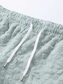 Bộ áo sơ mi và quần short nam mùa hè, chất liệu jacquard, trang phục thường ngày cho kỳ nghỉ. - màu xanh lá - Xem 6