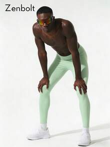 ZULIZ Zenbolt Men's Daily Fitness Outing Versatile High Waist Compression Sports Leggings - Mint Green - View 6