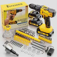 KITESDER 20V Brushless Power Drill Driver,25+1 Clutch Settings,0-2500RPM Variable Speed,Electric Screwdriver With LED Light For Woodworking And DIY  Projects - Dual-electric - View 2
