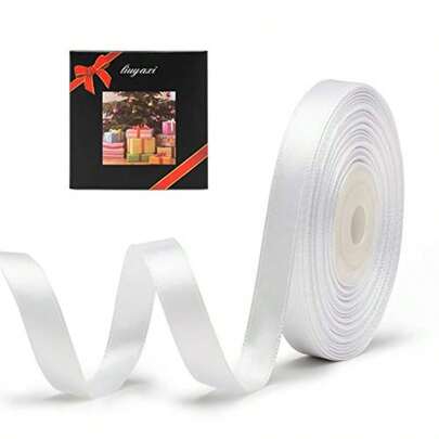 Solid Color Double Faced White Satin Ribbon 3/8 X 25 Yards For Gift Wrapping Crafts Wedding Decoration Bows Bouquet Floral Arrangement