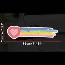 1 Stück Regenbogen & Herz Pfötchen Leuchtaufkleber, Kollisionswarnung Aufkleber für Elektrofahrrad, Motorrad, Auto, Fahrrad, bunter Aufkleber - 1 Stück - Übersicht 2