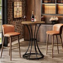 Tribesigns 37.4" H Bar Table, Round Bar Table With Curved Metal Base, High Top Pub Table For Small Spaces, Living Room, Kitchen, Or Apartments (Brown & Black) - Brown - View 1