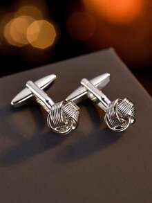 1 Pair Fashionable Delicate Gold Twist Design Cufflinks For Men - Knot Design - View 4