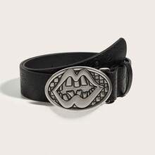 1pc Retro Lip Buckle Belt For Women, Suitable For Daily Wear - Black - View 8