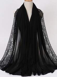 1pc Pearl Chiffon Lace Trim Women's Headscarf, New Summer Travel Shawl Scarf - Multicolor - View 9