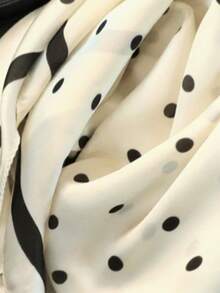 1 chiếc khăn vuông in chấm bi casual 70cm, khăn bandana mới cho mùa xuân/thu dành cho nữ, đa năng dùng làm thắt lưng, băng đô, khăn trùm đầu, khăn quàng cổ thời trang, đi biển, đi nghỉ mát. - trắng - Xem 3