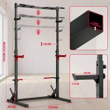 GartistGo Adjustable Squat Rack With Pull-Up Bar, Multifunctional Half Rack Home Gym Station, 141–222cm Height, 300kg Capacity - Black - View 1