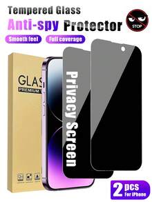 MIGAE 2pcs Privacy Screen Protector, Compatible With IPhone 17/16/16e/15/14/13/13 Pro/12/11/17 Pro Max/17 Air/16 Pro Max/15 Pro Max/14 Pro/Plus/Mini/X/XR/XS Max/7/8/SE2/SE3, 9H+ Tempered Glass, Compatible With Dynamic Island, Anti-Scratch, Full Coverage, Privacy Anti-Peeping - Black - View 32