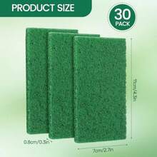 Heavy Duty Scouring Pads 30 Pcs Individually Wrapped Dish Scrubber Pads For Household Kitchen Pots Pans Metal Grill 4.3 X 2.7 X 0.3 In - Green - 查看 2