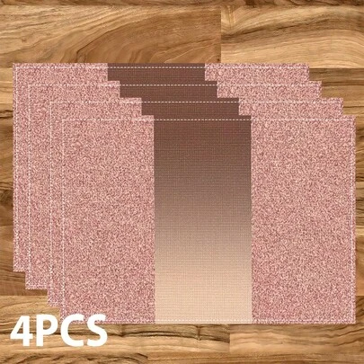 4/6/8 Pcs Set, Pink & Ombre Pattern Placemats, Party Decor, Dining Table Mats (Linen), Washable Printed Tablecloths, Surface Protectors, Ideal Decoration For Holiday Kitchen And Home Gatherings