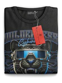 Camiseta Premium De Algodão Cibernética Selvagem Street Wear - Preto - Visão 5