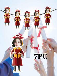 7/14/21pcs Customized Graduation Photo Flower Wreath, Personalized Graduate Face Flag With Name And Gown Color, 3 Color Options Suitable For Graduation Party Decor And Milestone Celebration, Graduation Season, Graduation Party Decoration, Gift For Graduate/College Student/Classmate - Multicolor - View 19