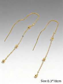 2件套简约长流苏耳环，女士款，精致金/银链垂坠耳环，镶嵌锆石 - B - 查看 4