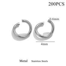 200 piezas de 3 mm, 4 mm, 5 mm, 6 mm, 7 mm, 8 mm, 10 mm Anillos abiertos de acero inoxidable DIY para hacer joyas, para la fabricación de joyas - Plateado - Ver 11