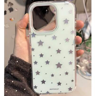 薄荷绿星空图案手机壳，适用于 17 Pro Max、17 和 16 Pro，也适用于 14、16、15 和 13，简约韩式风格