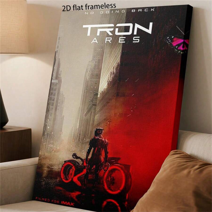 1 pieza Impresión en lienzo sin marco, Póster de la película TRON ARES, con Jeff Bridges y Jared Leto, adecuado para decoración de cocinas, baños, habitaciones, hogar, dormitorios, paredes, salas de estar, accesorios de habitación, decoración de cine