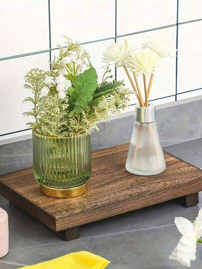 1 khay đựng xà phòng bằng gỗ, giá đựng xà phòng, khay để bàn bằng gỗ trong phòng tắm, giá đựng xà phòng họa tiết sọc, phụ kiện phòng tắm, hộp đựng mỹ phẩm, khay trưng bày trang trí nhà cửa, trang trí phòng tắm, trang trí nhà cửa, thích hợp để đựng đồ ăn nhẹ, đồ uống, sushi, bít tết, món tráng miệng, bánh ngọt, bánh mì, bữa sáng, trà - Khay gỗ phòng tắm, khay trưng bày nhà bếp