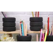 Fun Tire Pen Holder - Durable Black With Lettered PVC Desk Storage For Schools And Offices - 1 hộp đựng bút có rãnh chữ - Xem 8