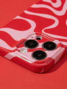 1个极简主义不对称拼接图案亮面硬壳手机壳，兼容 11/12/13/14/15/16 Pro Max - 彩色 - 查看 4