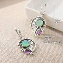 1 Pair Vintage Asymmetric Pendant Earrings, Unique Jewelry Accessory Suitable For All Occasions, A Perfect Gift For Her - Multicolor - View 3