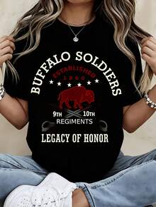 Buffalo Soldiers T Shirt Black Buffalo Soldier 1866 9th And 10th Regiments Legacy Of Honor Graphic Tee For Military History Enthusiasts And Patriotic Wear - màu đen - Xem 2