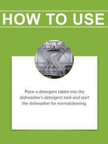 JUE FISH 洗碗机清洁片，清洁油污和水垢泡腾片，家用洗碗机清洁剂，厨房洗碗机清洁液 - 固體 - 查看 3