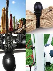 5 piezas/10 piezas/50 piezas/100 piezas Cuerda elástica para tienda de campaña de exterior, Cuerda elástica con bola de plástico, Hebilla de cuerda elástica, Cuerda elástica de trampolín de red de playa, Utilizada para fijar la tienda de campaña y el mástil - Negro - Ver 3