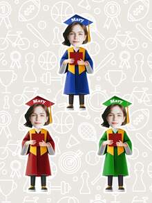 7/14/21pcs Customized Graduation Photo Flower Wreath, Personalized Graduate Face Flag With Name And Gown Color, 3 Color Options Suitable For Graduation Party Decor And Milestone Celebration, Graduation Season, Graduation Party Decoration, Gift For Graduate/College Student/Classmate - Multicolor - View 6