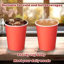 Bộ 3/10/20/50/90 cốc giấy dùng một lần màu đỏ, dung tích 9oz (khoảng 237ml) dùng cho cà phê/trà/đồ uống lạnh, cốc tiệc, đồ uống nhẹ, thích hợp cho tiệc sinh nhật, đám cưới, Ngày của Mẹ. - Nhiều màu - Xem 8