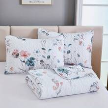 2/3件套鸢尾花床罩套装（床罩*1，枕套*1/2，不含枕芯），时尚印花设计，优雅透气舒适，面料柔软，适用于卧室、酒店、客房，四季皆宜。 - 查看 4