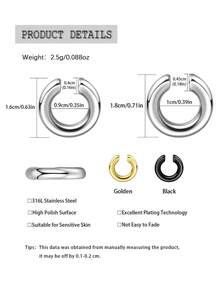 2 pièces/set Boucles d'oreilles clip en forme de lettre C pour femmes, bijoux de clip de nez, convient pour toute occasion - Clips d'oreille en forme de C - Voir 5