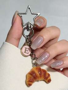 Personalized Funny Cow Horn Keychain Gift, Keyring Chain For Girls, Back To School Gift For Her - Yellow Croissant - View 4
