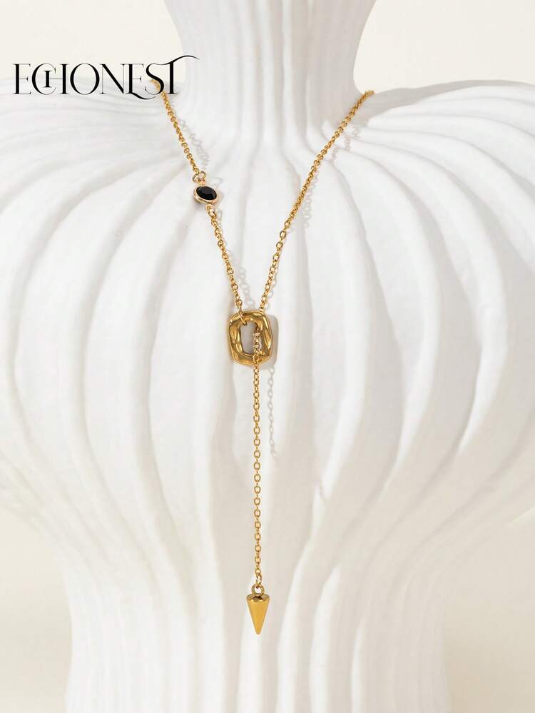 1 chiếc vòng cổ choker hình sao biển cổ điển bằng thép không gỉ mạ vàng, mặt dây chuyền đá Zirconia chất lượng cao, tua rua hình chữ Y, thích hợp cho các buổi dạ tiệc và liên hoan. - Vàng - Xem 7