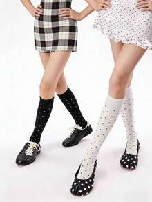 1 Pair Thin Polka Dot Knee High Socks, Breathable Summer Socks, Style Sweet Girl Leg Warmers - Multicolor - View 7