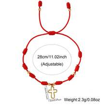 1 chiếc vòng tay mặt dây chuyền hình thánh giá tối giản thời trang, thánh giá rỗng màu đỏ thắt nút kiểu Peru, vòng tay dệt màu đỏ có thể điều chỉnh, vòng tay hạt vàng, vòng tay có thể điều chỉnh, thiệp thánh giá Phục Sinh, vòng tay chúc phúc, quà tặng rửa tội, quà tặng Cơ Đốc giáo - Nhiều màu - Xem 4
