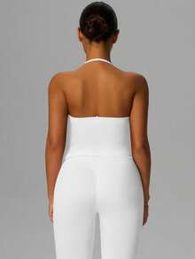 Yefecy Nueva Camiseta de Yoga de Impacto Deportivo, Camiseta de Yoga para Mujer, Ropa de Entrenamiento, Parte Superior Corta con Sujetador Incorporado con Espalda de Tirantes y Tirantes Ajustables Blanco Primavera - Blanco - Ver 4