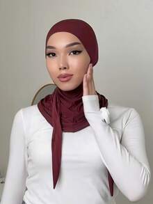 1pc Women's Solid Color Balaclava Headwear, Elastic Multifunctional Headband Scarf Turban, 3 Wearing Methods, Breathable Comfortable Sweatband For Daily Life, Sports, Yoga, Fitness And Fashion,Beach,Holiday - Multicolor - View 14
