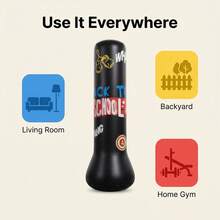 1个加厚充气拳击沙袋，回弹力强，可独立放置，成人及青少年减压玩具，家用健身房拳击训练器材，适合作为生日、斋月、宰牲节、复活节的趣味礼物 - 彩色 - 查看 6