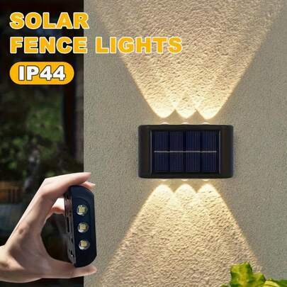 1pc 6 LED Solar Powered Dual Color Light, Warm & Cool Light, Suitable For Outdoor Yard, Street, Landscape, Garden And Commercial Area Lighting, Camping Decor