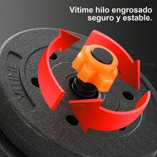 Mancuernas Ajustables Vitime con Barra y Guantes 20kg Negro Antideslizante - 20 kg - Ver 3