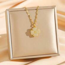 3件套不对称锆石吊坠项链，休闲风格，适合日常佩戴 - 彩色 - 查看 4