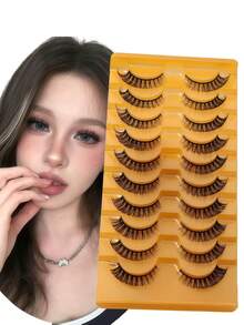 10 Pairs Messy Style European And American False Eyelashes, Makeup Artist Use, Suitable For Asian And Mixed-Race, Thick And Curly - View 1