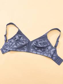 Plus Size Wireless Soft & Comfortable Jacquard Full Coverage Everyday Bra Without Padding - Dusty Blue - View 8