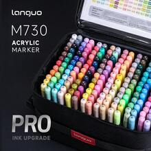 Ensemble de stylos marqueurs acryliques Languo M730 PRO, 48/72/96/192 couleurs avec sac de rangement, pointe de pinceau souple de 1-5 mm, pigment lisse à séchage rapide, haute couverture et imperméable, convient pour le croquis, la coloration, le contour, les arts et l'artisanat DIY, fournitures artistiques de qualité pour étudiants - Ensembles - Voir 6