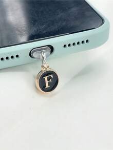 1pc Type-C Vintage Letter Phone Dust Plug, 26 Letter Options In Black & Gold Round Charging Port Cover, Luxury Niche Design Compatible With All Models, Anti-Dust Anti-Loss Accessory - Type-c - View 11