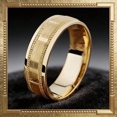 1 chiếc nhẫn thép không gỉ mạ vàng 8mm - Phong cách thời trang đa năng, trang sức cổ điển tối giản, thích hợp cho lễ đính hôn, kỷ niệm ngày cưới, quà Giáng sinh, phù hợp cho cả nam và nữ đeo hàng ngày, đi club, đi nghỉ mát.