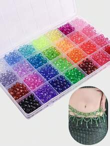 5040颗双锥形手工套装，28种颜色，4毫米/6毫米/8毫米，精致多面亚克力珠，彩虹双锥形珠，DIY手链、耳环、项链、珠宝配件，适合作为礼物、海滩活动、节日装饰 - 彩色 - 查看 7
